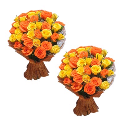 "30 orange and yellow roses flower bunches - 2 pieces (Express ) - Click here to View more details about this Product